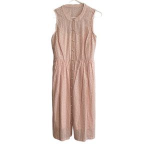 𝅺KARL Lagerfeld Pink Lace Pearl
Button Down Lined Knee Length Dress